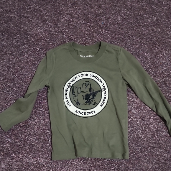 True Religion Kids Army Green Graphic Long Sleeve Tee - Picture 1 of 3